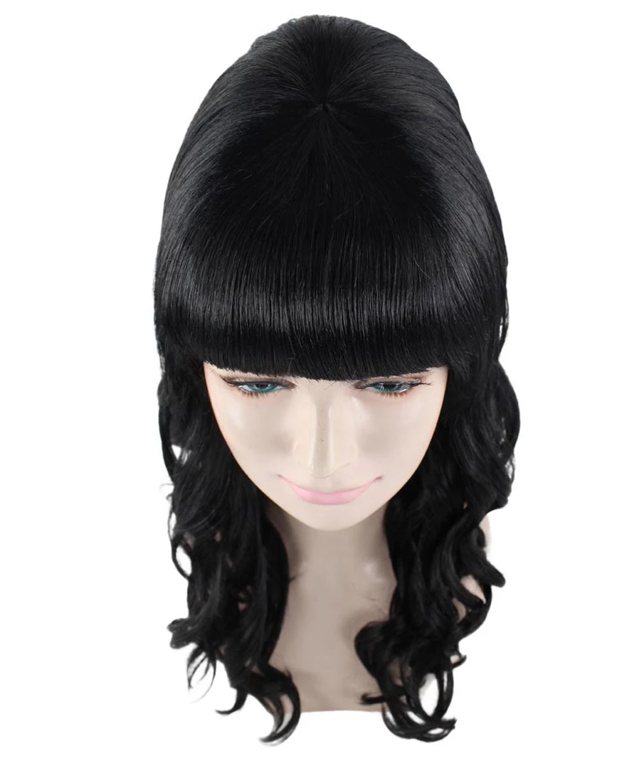 HPO Women's 60's Curly Beehive Womens Wig | Black Vintage Wig | Premium Breathable Capless Cap