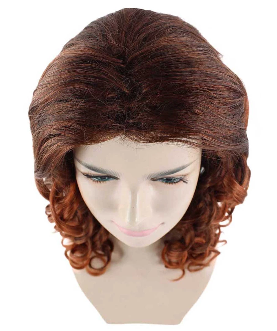 HPO Dancing Queen Womens Wig | Brown Curly Character Cosplay Halloween Wig | Premium Breathable Capless Cap Women's