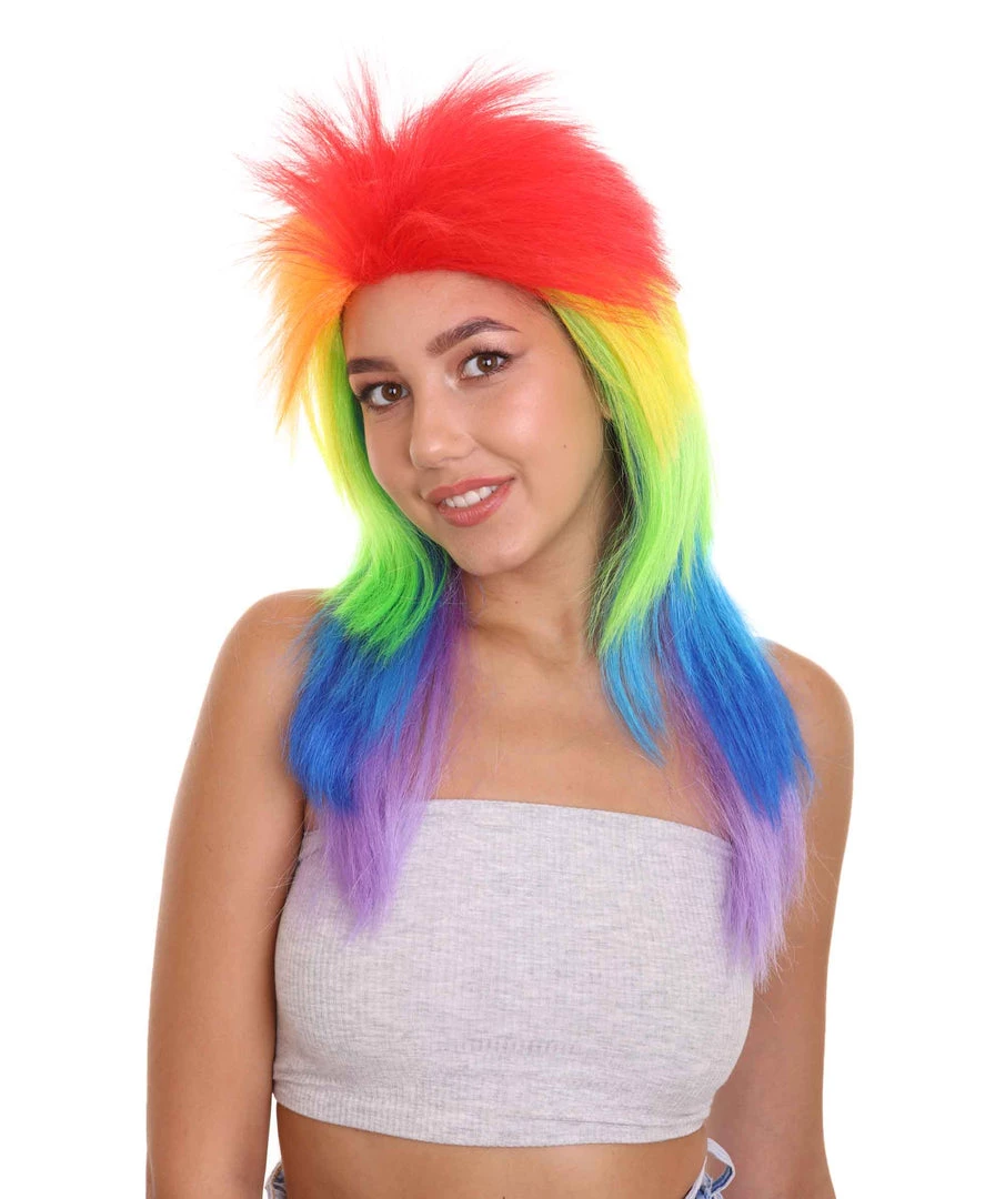 HPO Rainbow Womens Movie Wig | TV/Movie Wig | Premium Breathable Capless Cap Women's