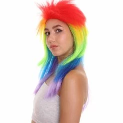 HPO Rainbow Womens Movie Wig | TV/Movie Wig | Premium Breathable Capless Cap Women's