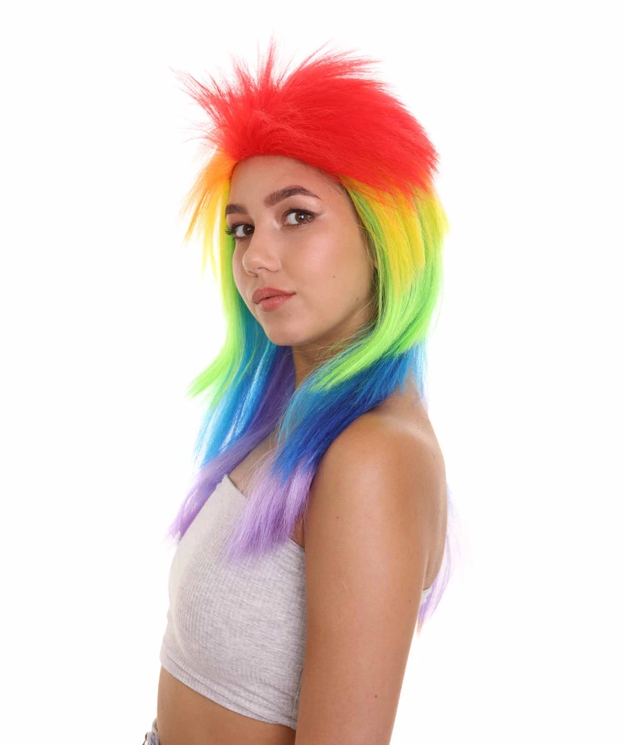 HPO Rainbow Womens Movie Wig | TV/Movie Wig | Premium Breathable Capless Cap Women's