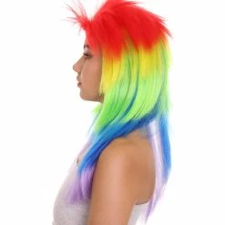 HPO Rainbow Womens Movie Wig | TV/Movie Wig | Premium Breathable Capless Cap Women's