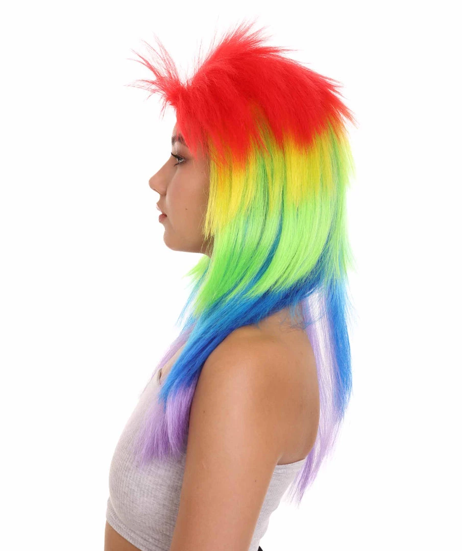 HPO Rainbow Womens Movie Wig | TV/Movie Wig | Premium Breathable Capless Cap Women's