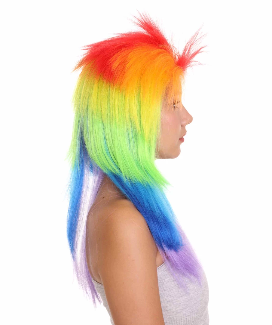 HPO Rainbow Womens Movie Wig | TV/Movie Wig | Premium Breathable Capless Cap Women's