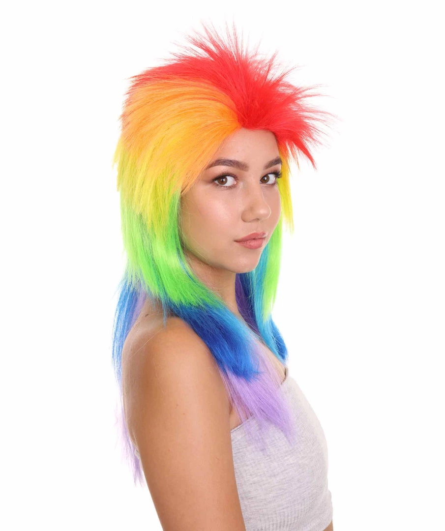 HPO Rainbow Womens Movie Wig | TV/Movie Wig | Premium Breathable Capless Cap Women's