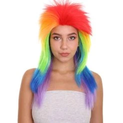 HPO Rainbow Womens Movie Wig | TV/Movie Wig | Premium Breathable Capless Cap Women's