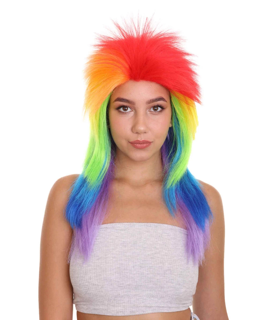 HPO Rainbow Womens Movie Wig | TV/Movie Wig | Premium Breathable Capless Cap Women's
