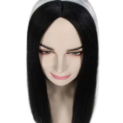 HPO Men's Medium Vampiress Womens Wig | Thick Black & White Wig | Premium Breathable Capless Cap