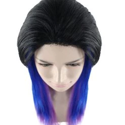 HPO Black Purple And Blue Raving Womens Wig | Cosplay Halloween Wig | Premium Breathable Capless Cap Women's