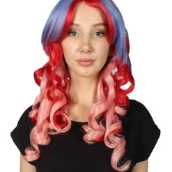 HPO Long Curly Pink Ombre Womens Wig | Stage Event Party Ready Colorful Wig | Premium Breathable Capless Cap Men's
