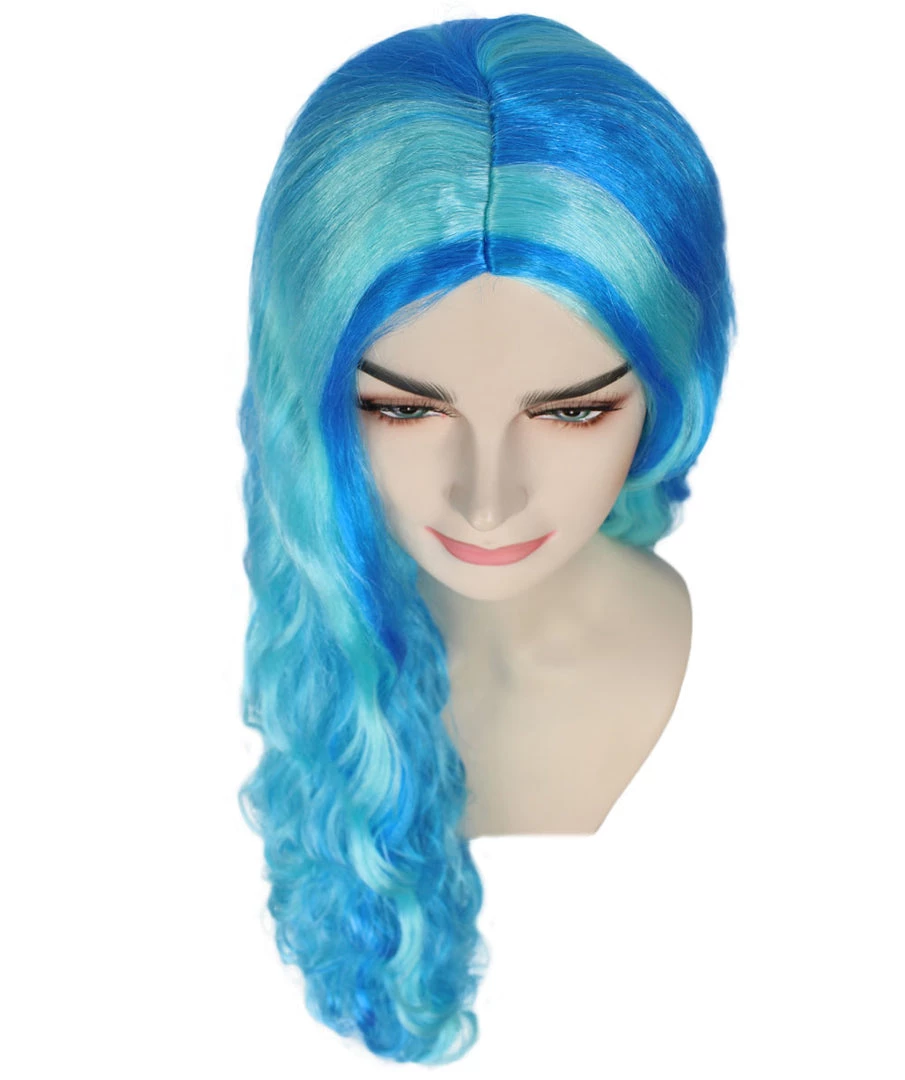 HPO Monster Womens Wig | Long Sky Blue Wavy Glamour Cosplay Halloween Wig | Premium Breathable Capless Cap