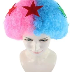 HPO Afro Ken Unisex Wig | Jumbo Pink & Sky Cosplay Halloween Wig | Premium Breathable Capless Cap Women's