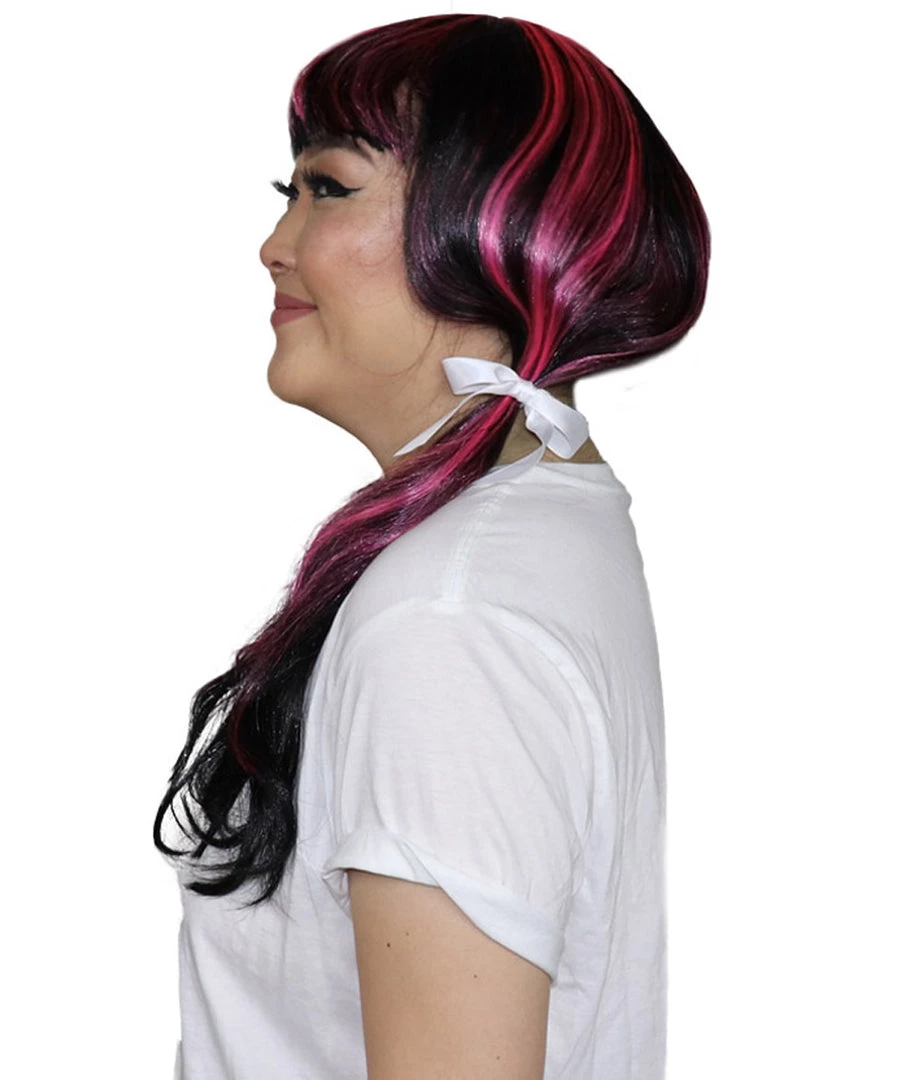 HPO Monster Womens Wig | Black Pink Cosplay Halloween Wig | Premium Breathable Capless Cap