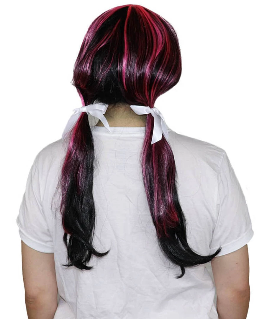 HPO Monster Womens Wig | Black Pink Cosplay Halloween Wig | Premium Breathable Capless Cap