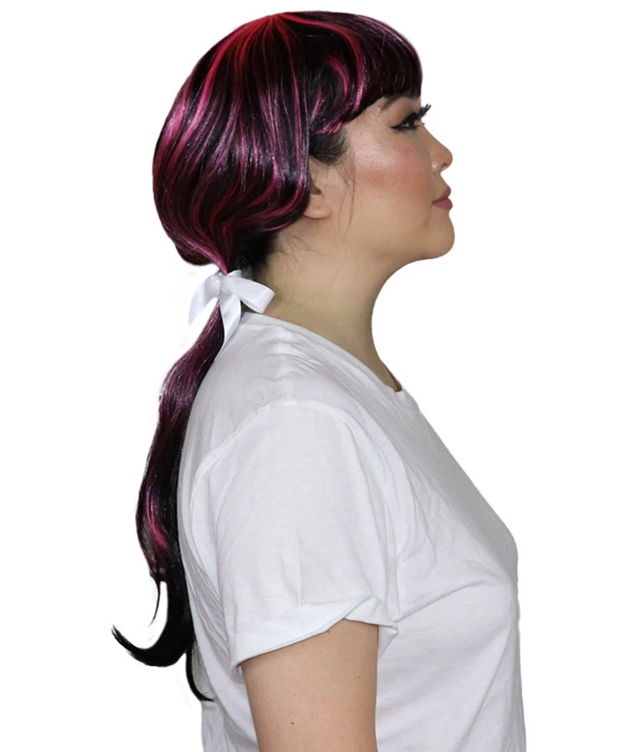 HPO Monster Womens Wig | Black Pink Cosplay Halloween Wig | Premium Breathable Capless Cap