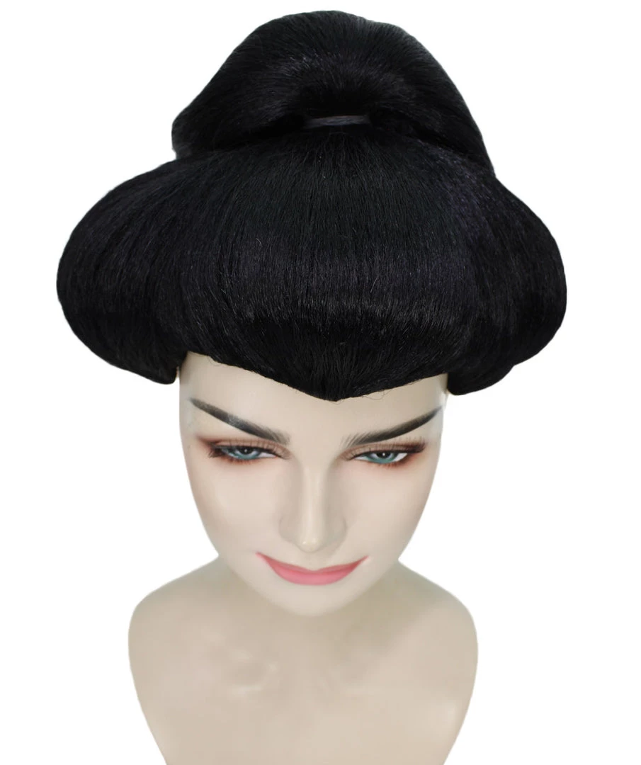 HPO Japanese Geisha Wig | Women's Black Wig | Premium Breathable Capless Cap