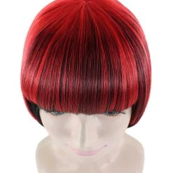 HPO Quirky Bob Womens Wig | Red Black Party Ready Fancy Cosplay Halloween Wig | Premium Breathable Capless Cap Women's