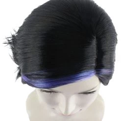 HPO Animation Hero Womens Wig | Short Black Purple TV/Movie Wig | Premium Breathable Capless Cap