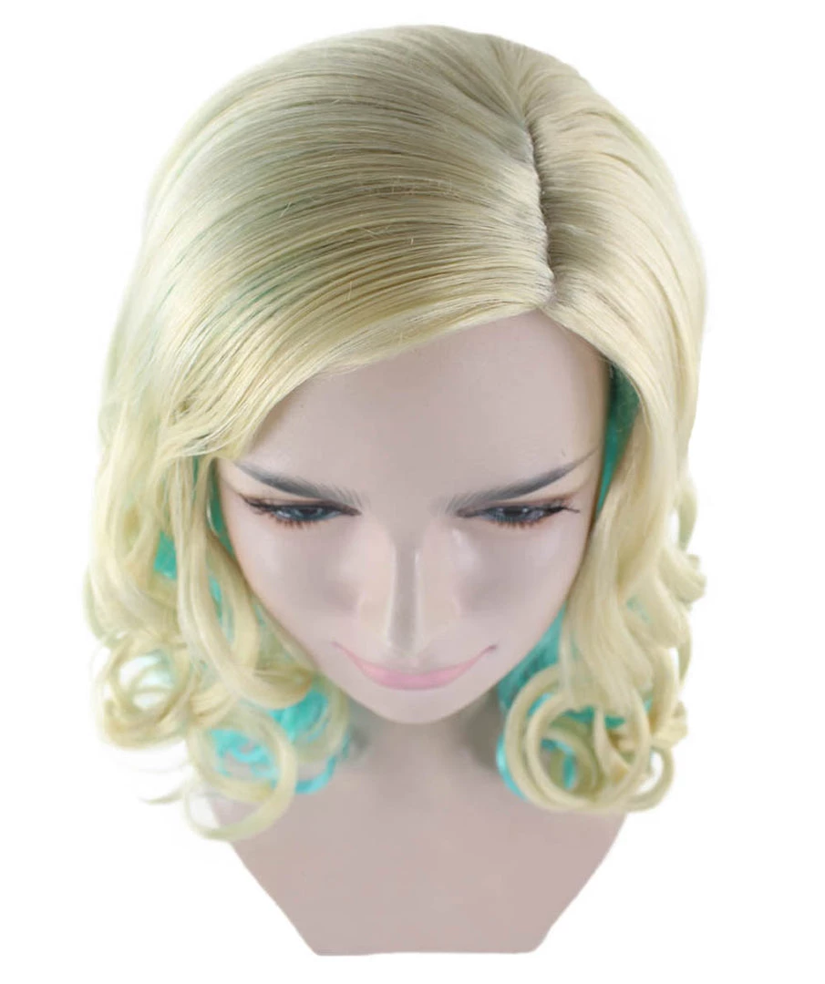 HPO Monster Womens Wig | Gold Sky Blue Cosplay Halloween Wig | Premium Breathable Capless Cap
