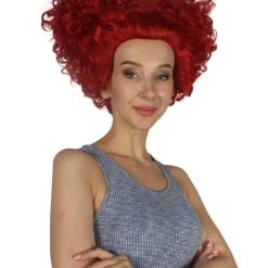 HPO Red Heart Shaped Womens Wig | Queen Wig | Premium Breathable Capless Cap Women's