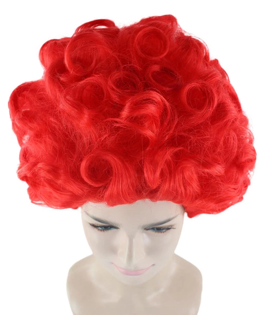 HPO Women's Red Curly Queen Womens Wig | All Back Super Size Cosplay Wig | Premium Breathable Capless Cap