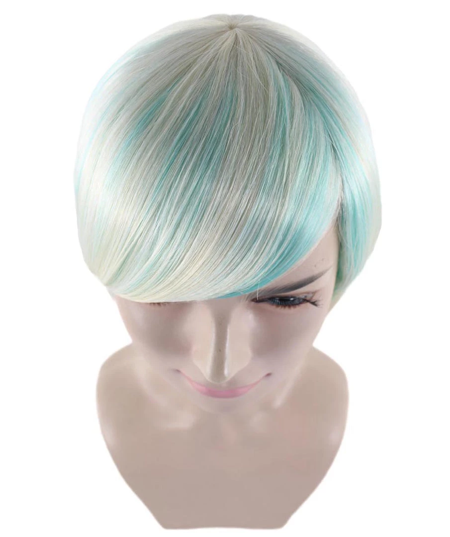 HPO Highlight Bob Womens Wig | Glamour Medium Cosplay Halloween Wig | Premium Breathable Capless Cap