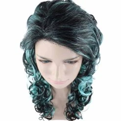 HPO Blue Wicked Witch Womens Wig | Black Sky Horror Cosplay Halloween Wig | Premium Breathable Capless Cap Women's