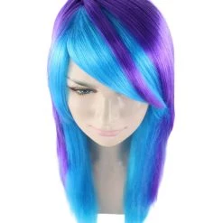 HPO Women's Purple Blue Two Tone Ombre Womens Wig | Party Ready Fancy Cosplay Halloween Wig | Premium Breathable Capless Cap
