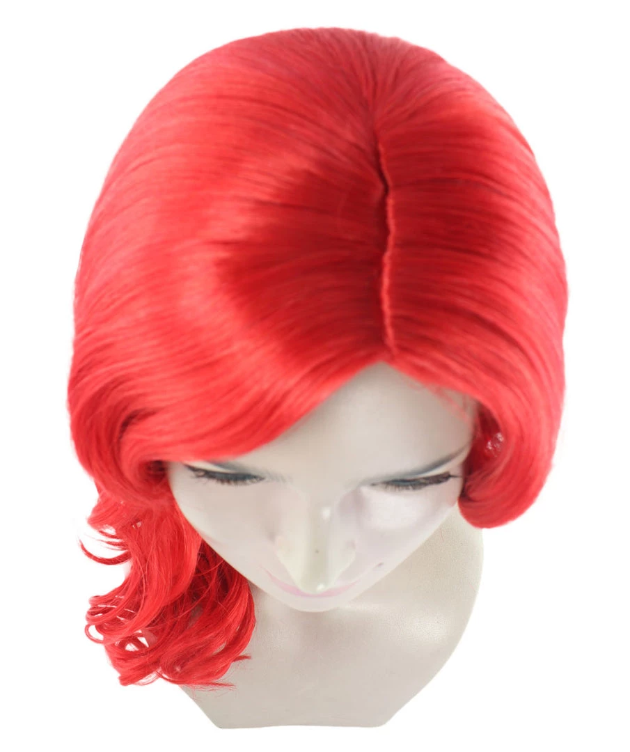 HPO Women's Mermaid Womens Wig | Red Curly Party Ready Fancy Cosplay Halloween Wig | Premium Breathable Capless Cap