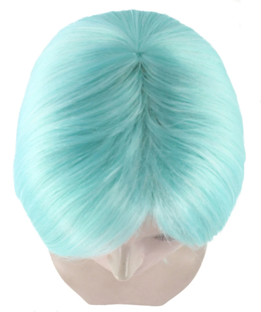 HPO Lt Blue Short Party Womens Wig | Fancy Party Event Ready Halloween Wig | Premium Breathable Capless Cap