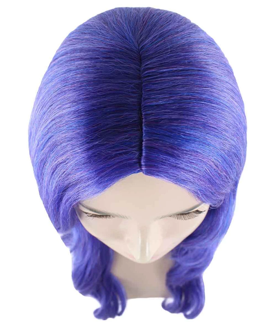 HPO Women's Long Curly Purple Womens Wig | Fancy Party Event Ready Halloween Wig | Premium Breathable Capless Cap