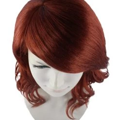HPO Fancy Auburn Wavy Womens Wig | Medium Glamour Halloween Wig | Premium Breathable Capless Cap Women's