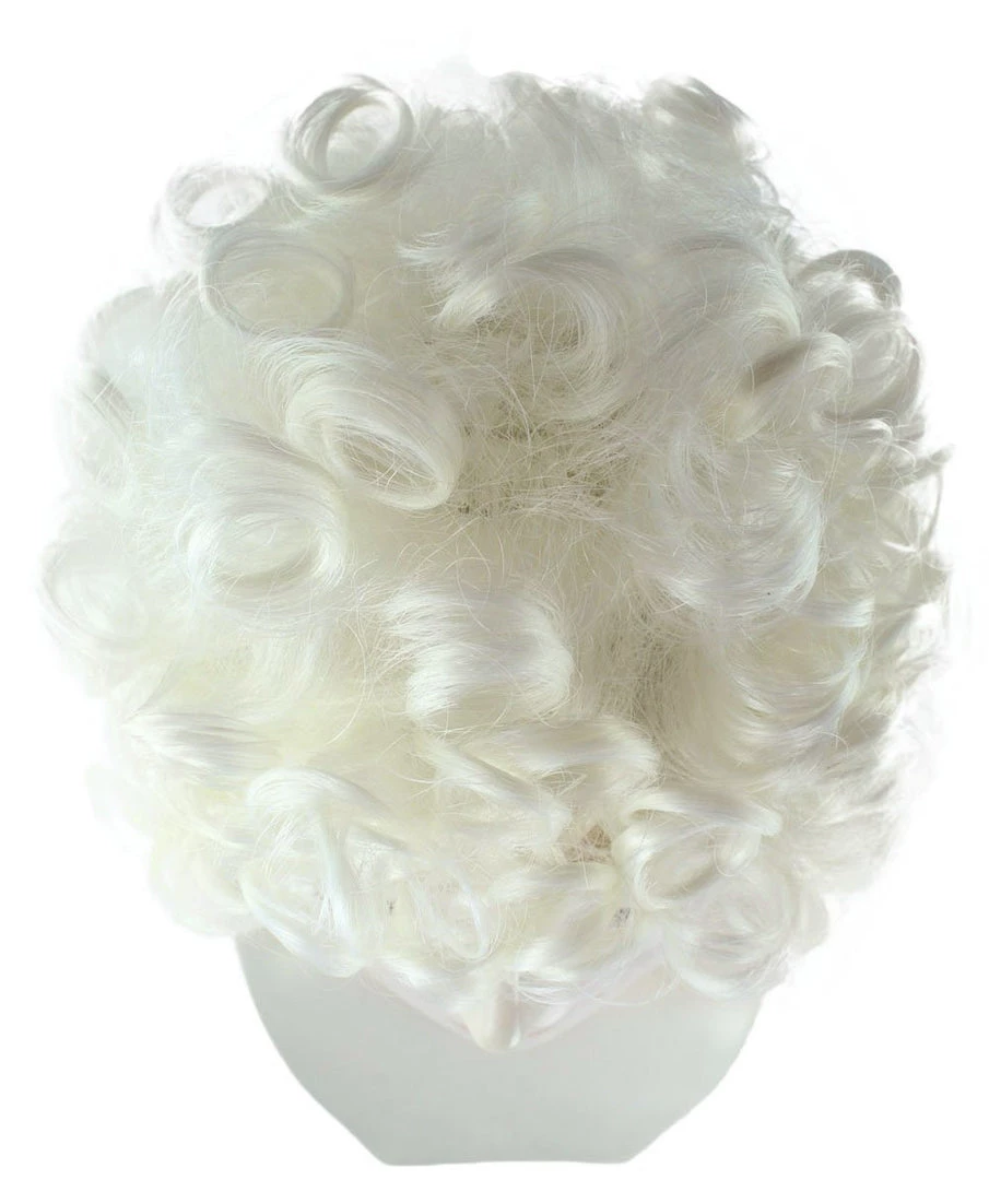 HPO Women's Colonial Curly Wig | White Holiday Party Wig | Premium Breathable Capless Cap