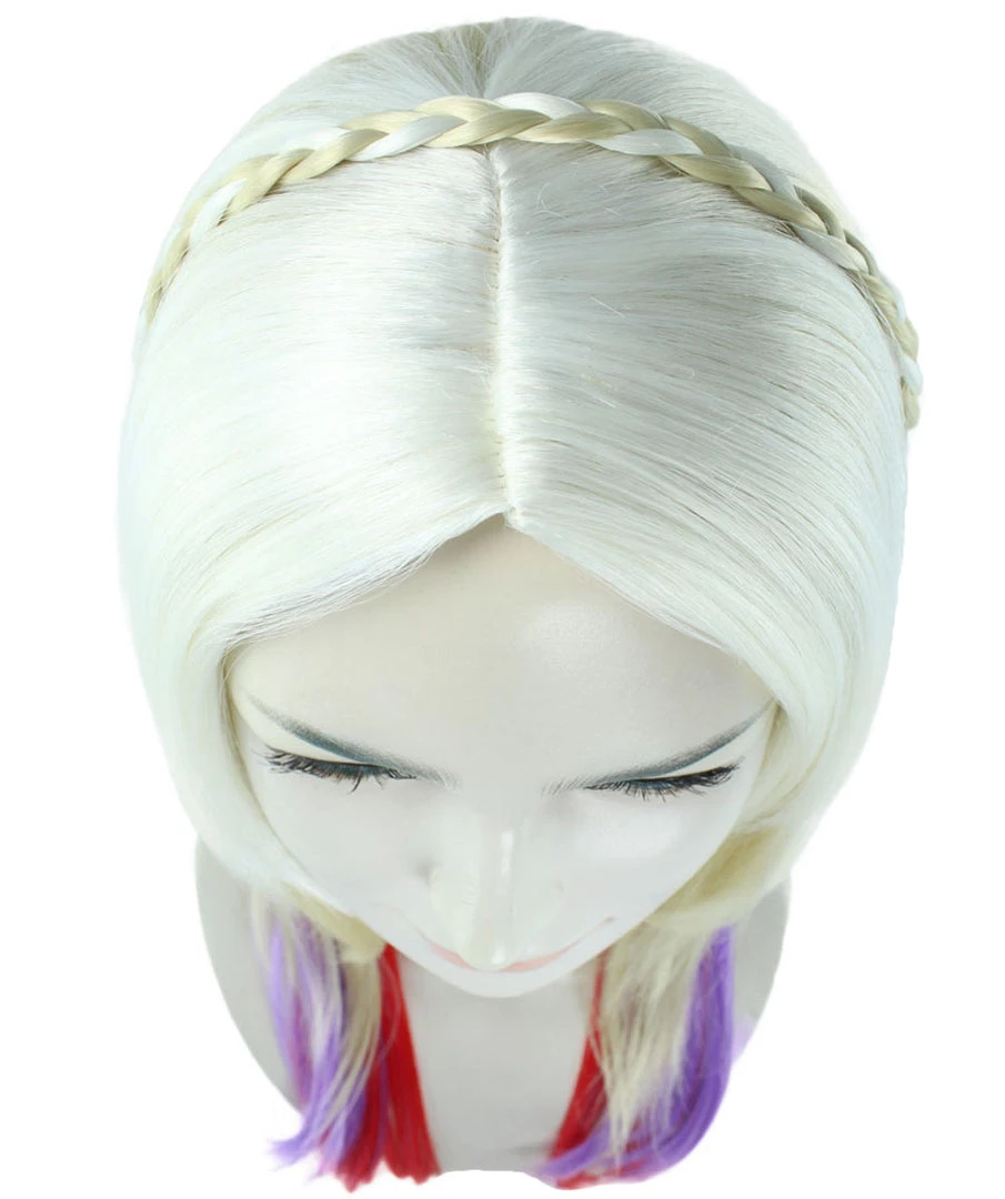 HPO Mixed Color Braided Womens Wig | Fancy Party Event Ready Halloween Wig | Premium Breathable Capless Cap Women's