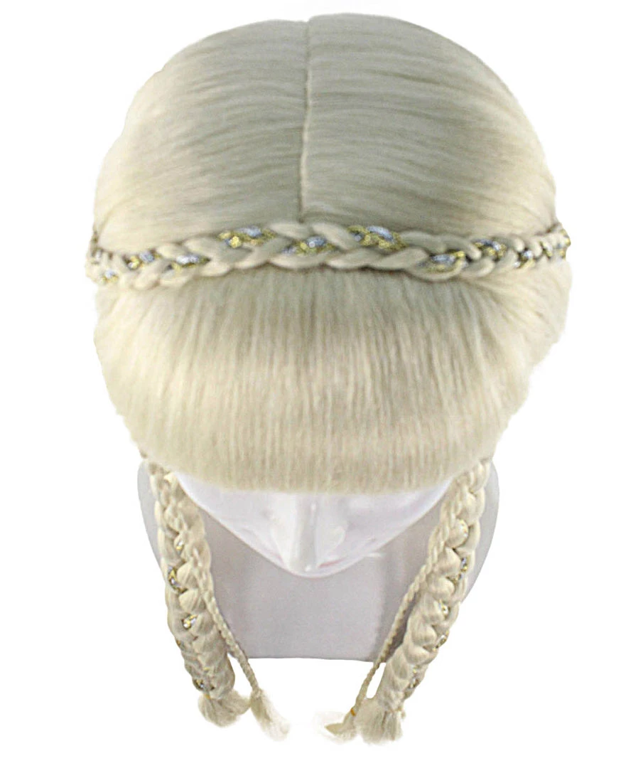 HPO Blonde Braided Renaissance Womens Wig | Historical Period Wig | Premium Breathable Capless Cap
