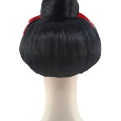HPO Japanese Geisha Womens Wig | Asian Sumo Kung Fu Fancy Halloween Wig Women's