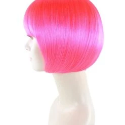 HPO Women's Womens Neon Pink Bob Wig | Party Ready Fancy Cosplay Halloween Wig | Premium Breathable Capless Cap