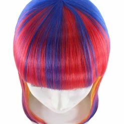 HPO Women's Womens Rainbow Medium Bob Wig | Party Ready Fancy Cosplay Halloween Wig | Premium Breathable Capless Cap