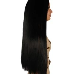 HPO Womens Black Witch Wig | Long Straight Black Halloween Wig | Premium Breathable Capless Cap Men's