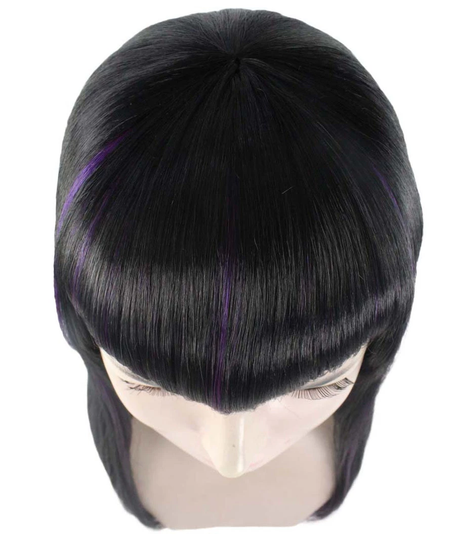 HPO Glitter Vampire Black Womens Wig | Horror Halloween Wig | Premium Breathable Capless Cap Women's
