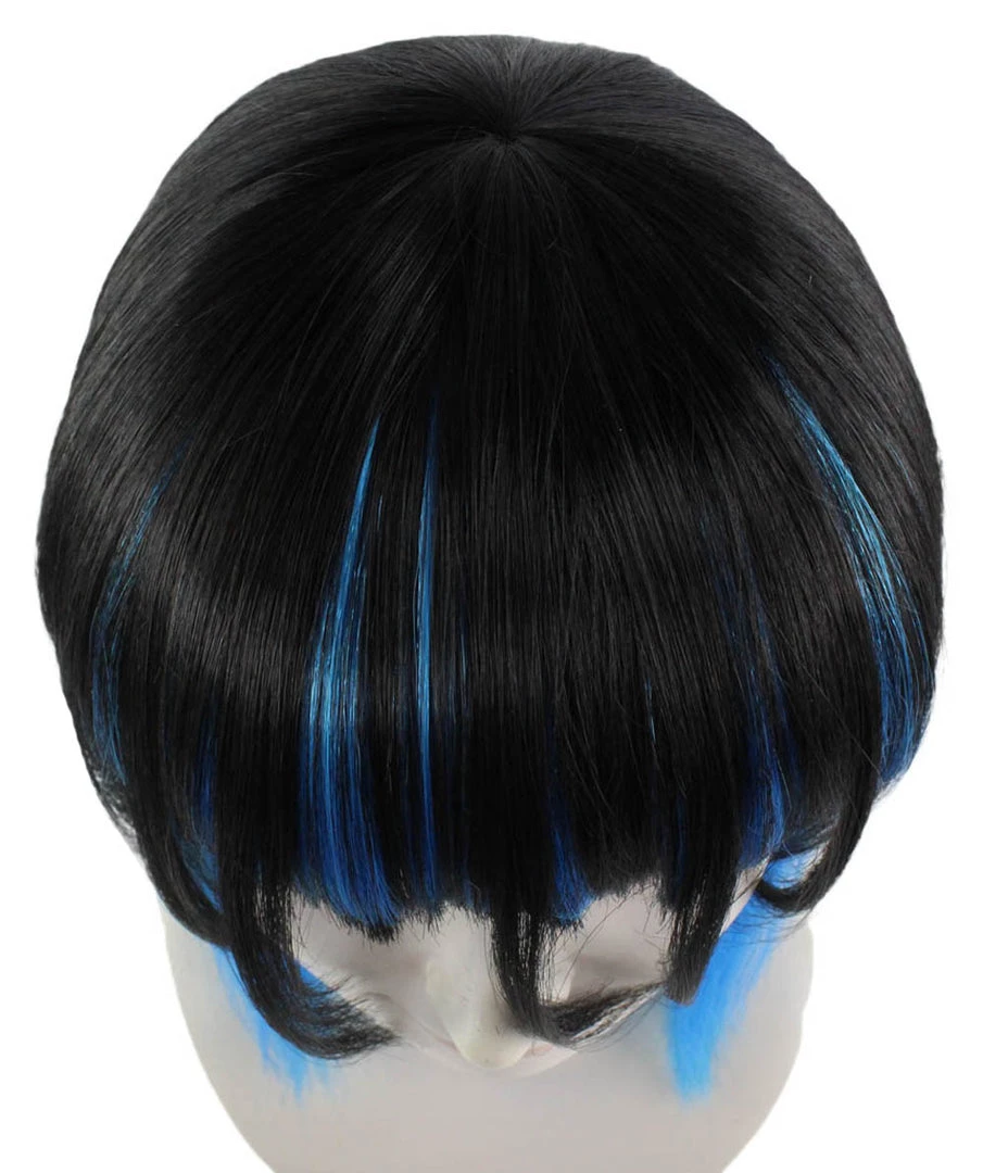 HPO Women's Disco Diva Two-Tune Womens Wig | Black Sky Blue Party Event Ready Cosplay Halloween Wig | Premium Breathable Capless Cap