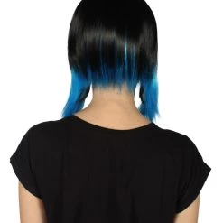 HPO Women's Disco Diva Two-Tune Womens Wig | Black Sky Blue Party Event Ready Cosplay Halloween Wig | Premium Breathable Capless Cap