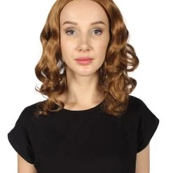 HPO Women's Medium Wavy Cosplay Brown Womens Wig | Premium Breathable Capless Cap