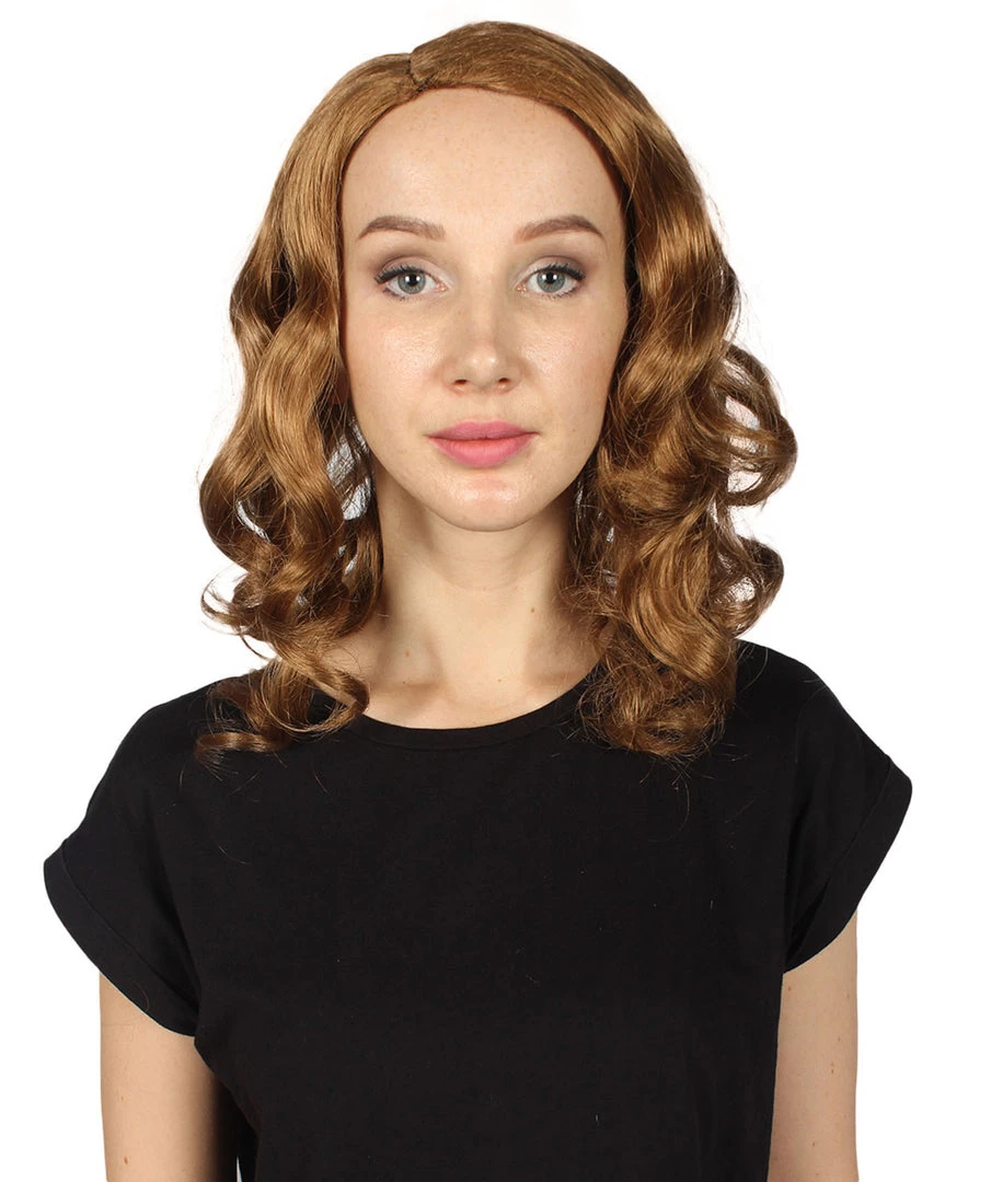 HPO Women's Medium Wavy Cosplay Brown Womens Wig | Premium Breathable Capless Cap