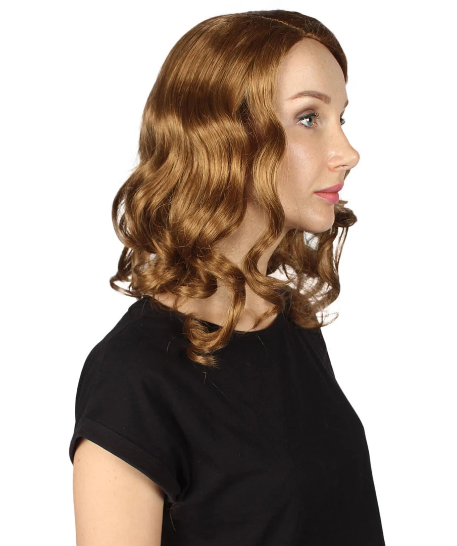HPO Women's Medium Wavy Cosplay Brown Womens Wig | Premium Breathable Capless Cap