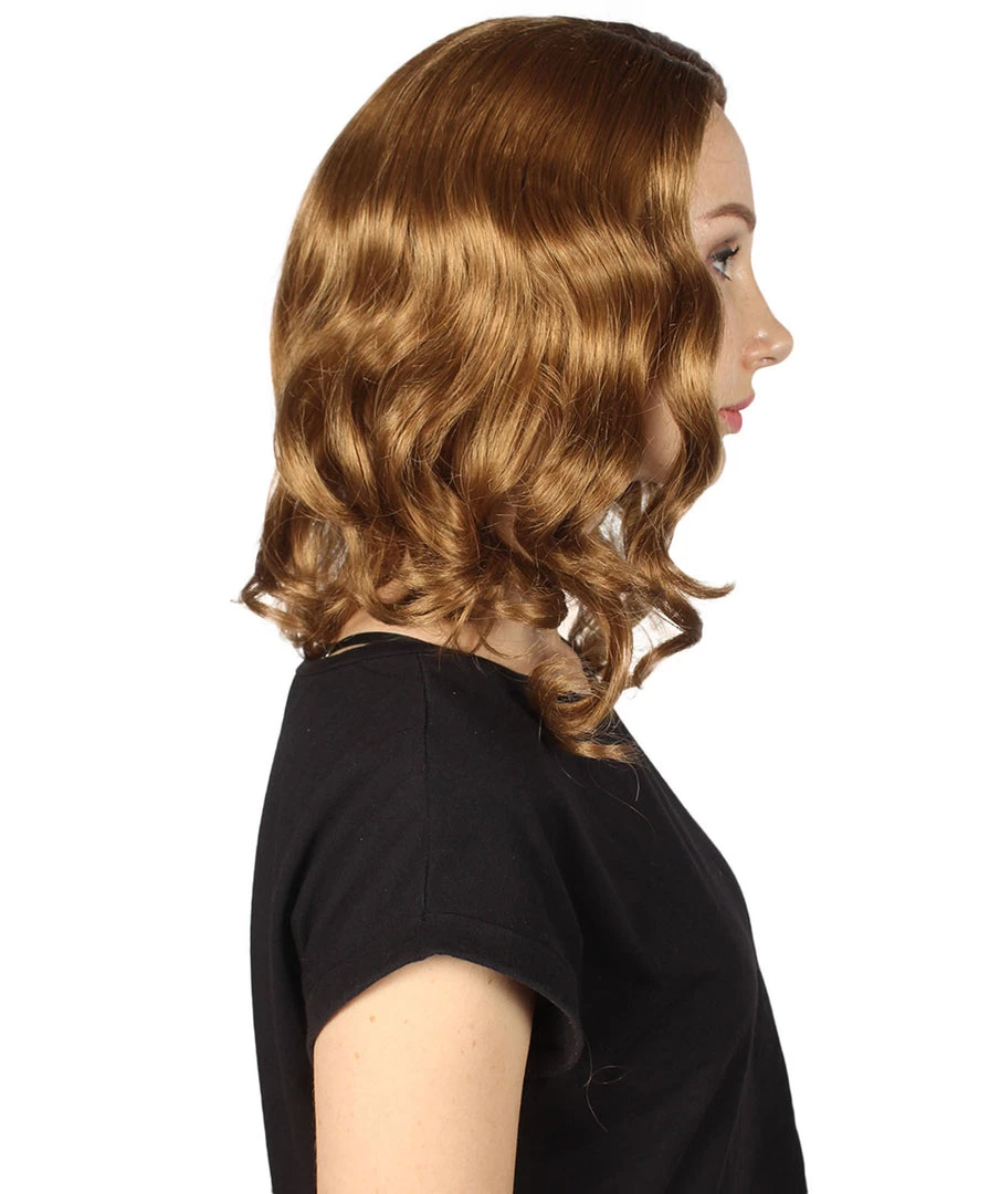 HPO Women's Medium Wavy Cosplay Brown Womens Wig | Premium Breathable Capless Cap