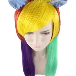 HPO Rainbow Unicorn Womens Wig | Colorful Party Ready Fancy Cosplay Halloween Wig | Premium Breathable Capless Cap Women's
