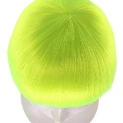 HPO Short Bob Neon Green Womens Wig | Party Ready Fancy Cosplay Halloween Wig | Premium Breathable Capless Cap