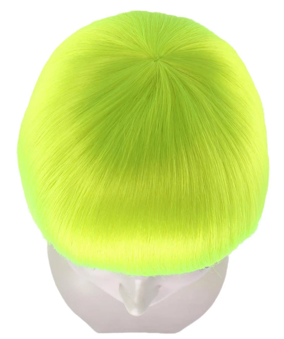 HPO Short Bob Neon Green Womens Wig | Party Ready Fancy Cosplay Halloween Wig | Premium Breathable Capless Cap