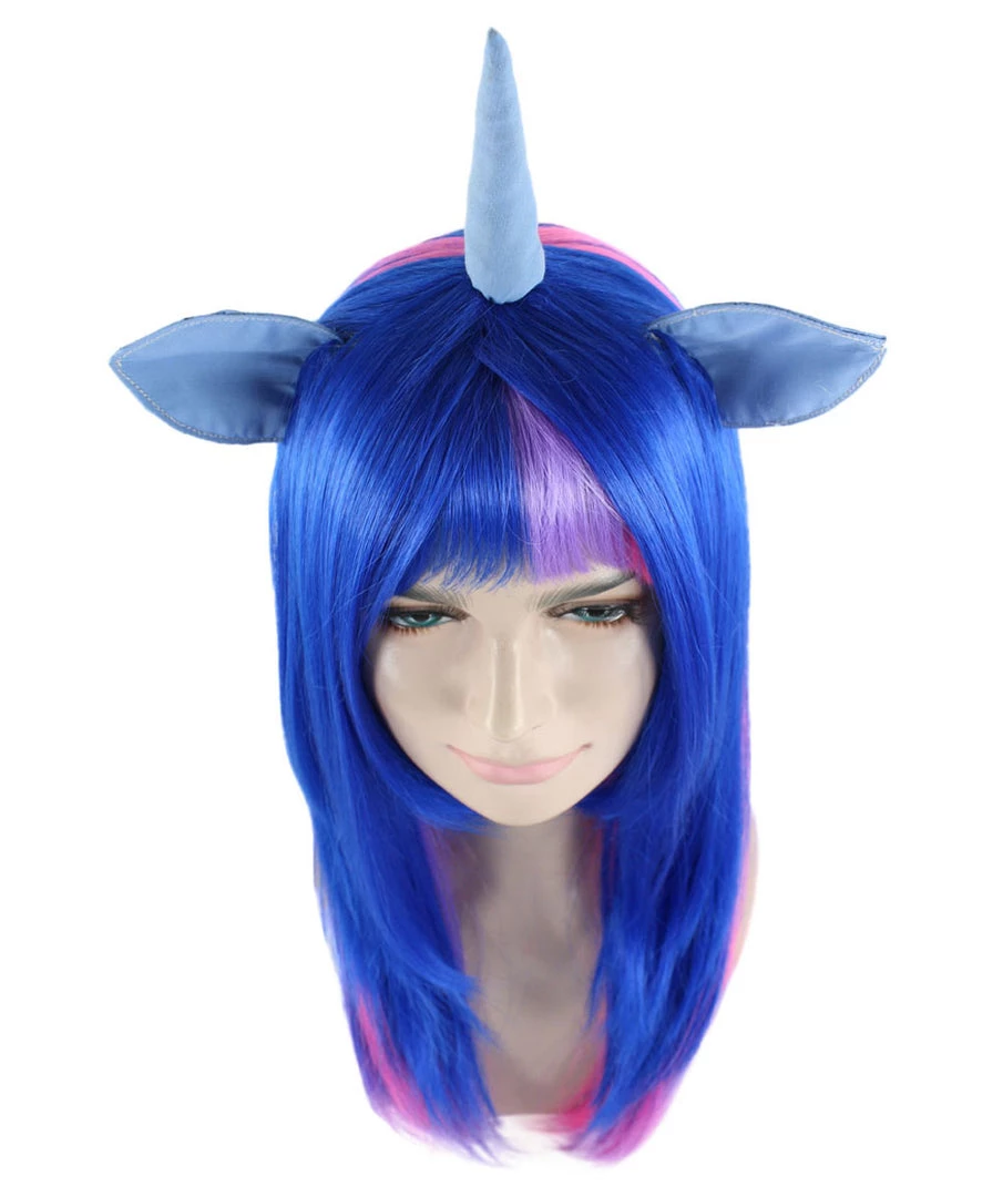 HPO Unicorn Horn And Ears Womens Wig | Sexy Cosplay Party Halloween Wig | Premium Breathable Capless Cap